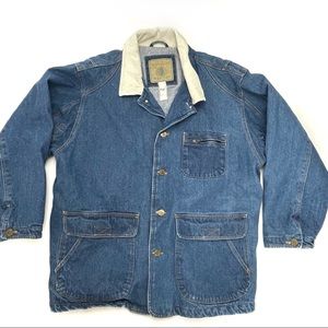 Vintage Northwest Territory Insulated Denim Chore Coat Blue XL Lined Barn Coat